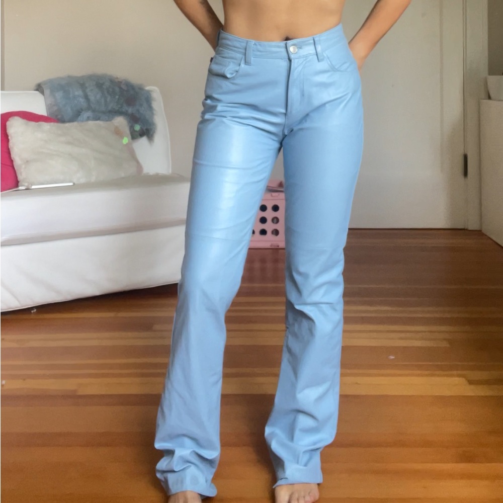 VNTG LOVERS Rare Vintage baby blue Ralph Lauren leather jeans